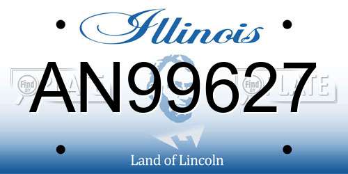 AN99627 Illinois License Plate