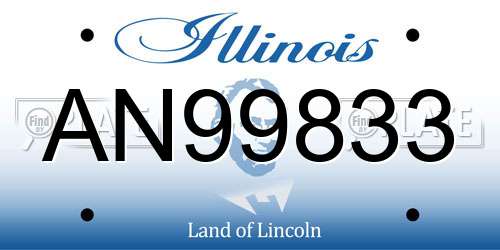 AN99833 Illinois License Plate