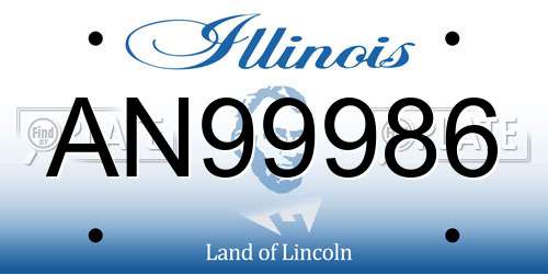 AN99986 Illinois License Plate