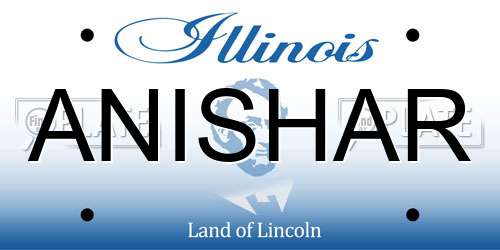 ANISHAR Illinois License Plate