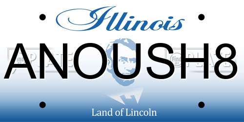 ANOUSH8 Illinois License Plate