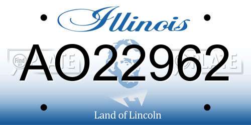 AO22962 Illinois License Plate