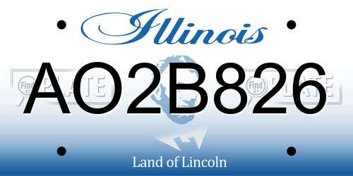 AO2B826 Illinois License Plate