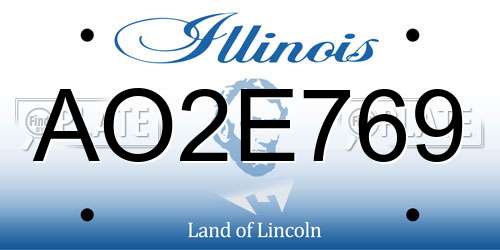 AO2E769 Illinois License Plate