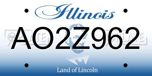 AO2Z962 Illinois License Plate