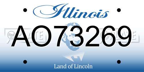 AO73269 Illinois License Plate