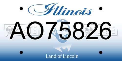 AO75826 Illinois License Plate