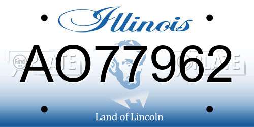 AO77962 Illinois License Plate