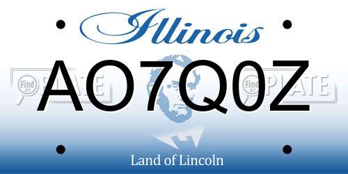 AO7Q0Z Illinois License Plate