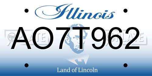 AO7T962 Illinois License Plate
