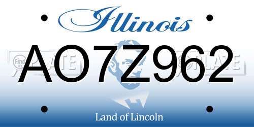 AO7Z962 Illinois License Plate