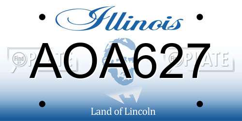 AOA627 Illinois License Plate