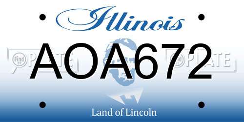 AOA672 Illinois License Plate