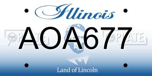 AOA677 Illinois License Plate