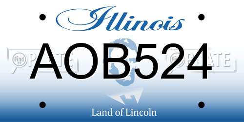 AOB524 Illinois License Plate