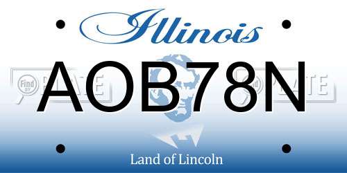 AOB78N Illinois License Plate