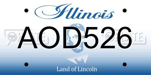 AOD526 Illinois License Plate