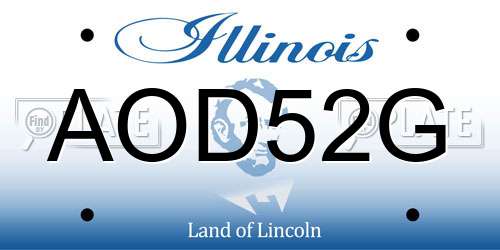 AOD52G Illinois License Plate