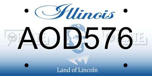 AOD576 Illinois License Plate