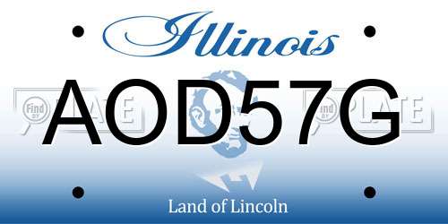 AOD57G Illinois License Plate