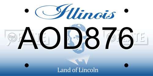 AOD876 Illinois License Plate