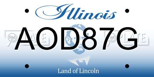 AOD87G Illinois License Plate