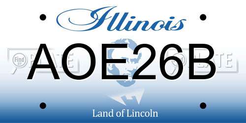 AOE26B Illinois License Plate