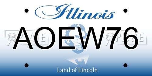 AOEW76 Illinois License Plate