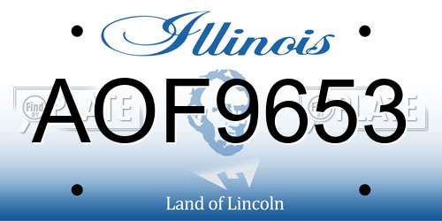AOF9653 Illinois License Plate