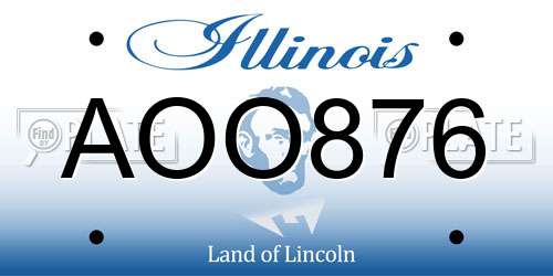 AOO876 Illinois License Plate