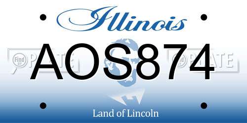 AOS874 Illinois License Plate