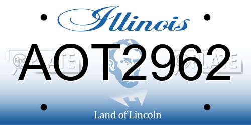 AOT2962 Illinois License Plate