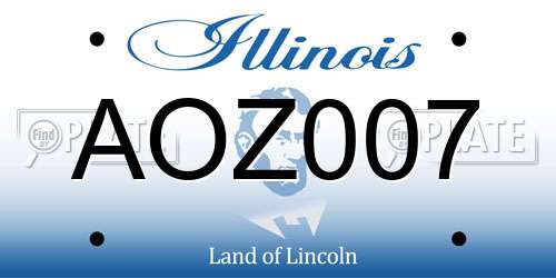 AOZ007 Illinois License Plate
