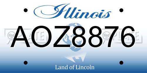 AOZ8876 Illinois License Plate