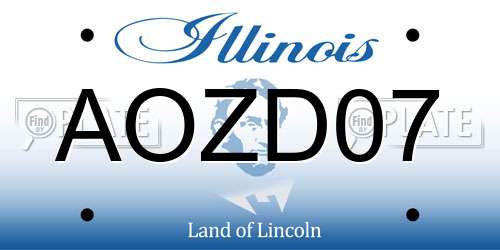 AOZD07 Illinois License Plate