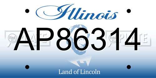 AP86314 Illinois License Plate