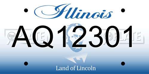 AQ12301 Illinois License Plate