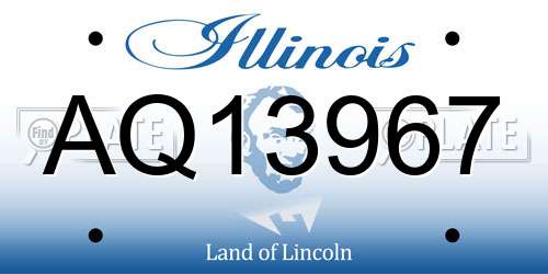 AQ13967 Illinois License Plate