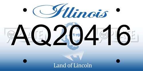 AQ20416 Illinois License Plate