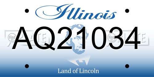 AQ21034 Illinois License Plate