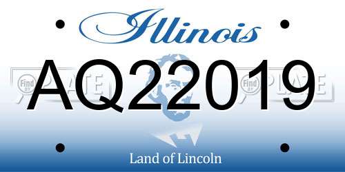 AQ22019 Illinois License Plate