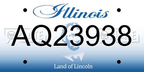 AQ23938 Illinois License Plate