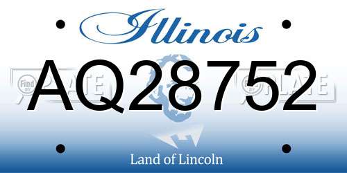 AQ28752 Illinois License Plate