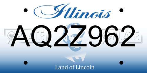 AQ2Z962 Illinois License Plate