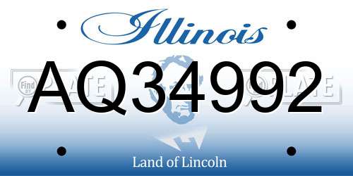 AQ34992 Illinois License Plate