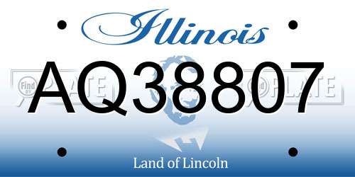 AQ38807 Illinois License Plate