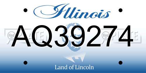 AQ39274 Illinois License Plate