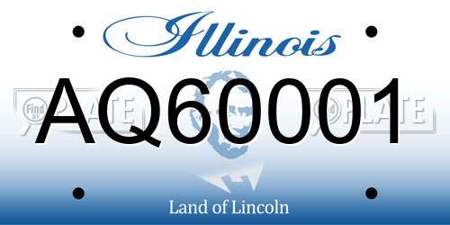 AQ60001 Illinois License Plate