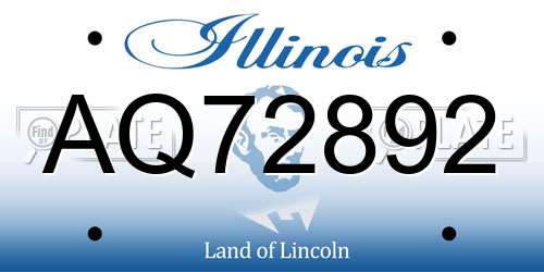 AQ72892 Illinois License Plate