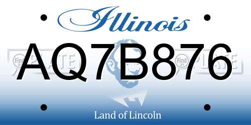 AQ7B876 Illinois License Plate